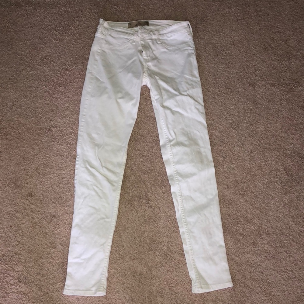 high wasted white hollister jeans